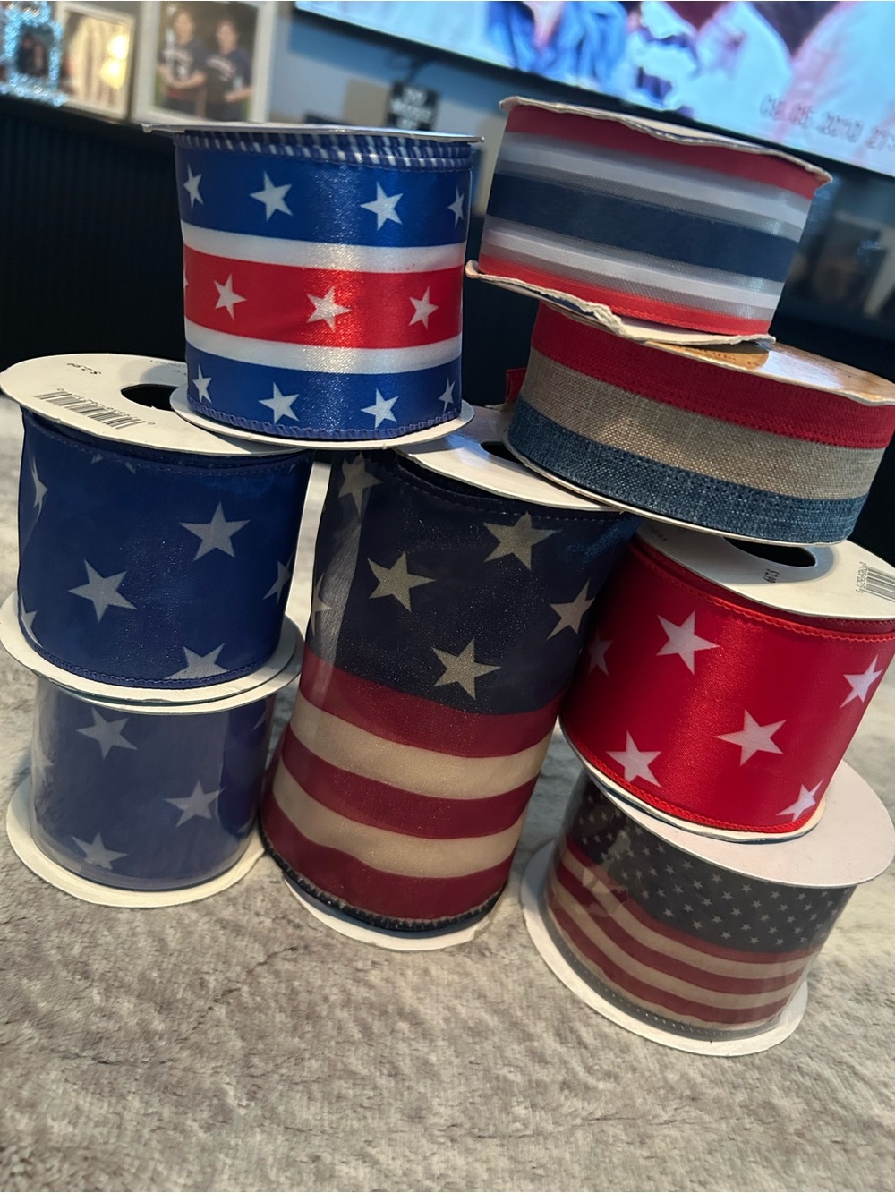 Patriotic Star & Stripe Ribbon Set - Red, White, Blue bundle of patriotic ribbon